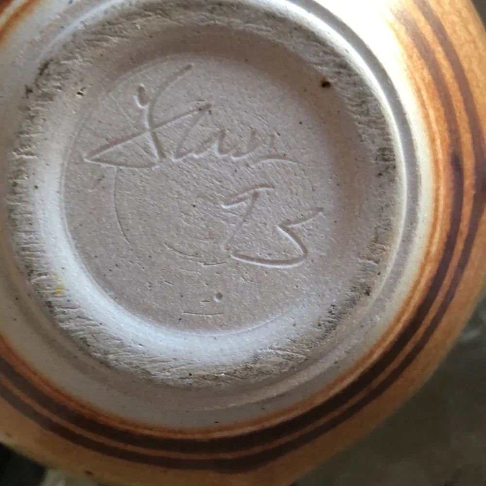 COPY - Glazed Vase Tan brown blue colors Made in 93/95’